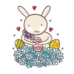 Easter Bunny In Flowers