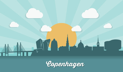 Obraz premium Copenhagen skyline - flat design 