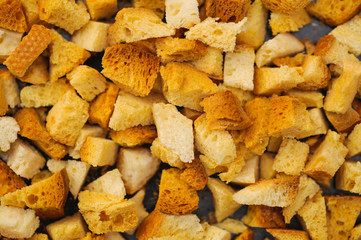  many small pieces of dried bread