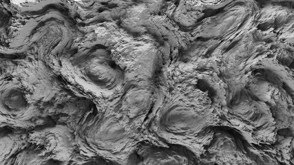 3d render of abstract planet surface with high detailed relief made with displacement noise