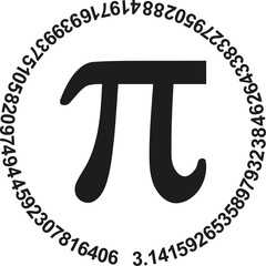 Pi with numbers of pi in a circle