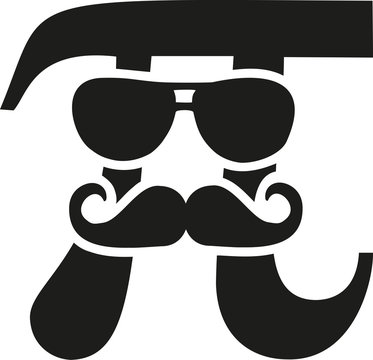 Pi sign with glasses and mustache