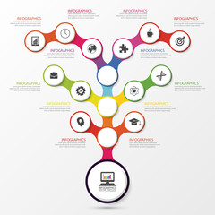 Obraz premium Abstract tree. Infographic design template. Colorful concept with icons. Vector