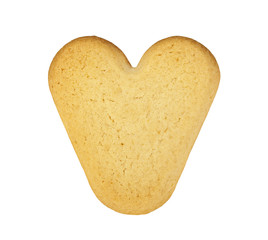Cookie in the shape of a heart on a white background
