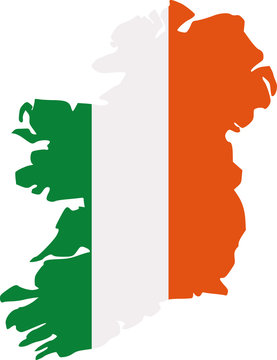 Ireland map silhouette in colors of the irish flag