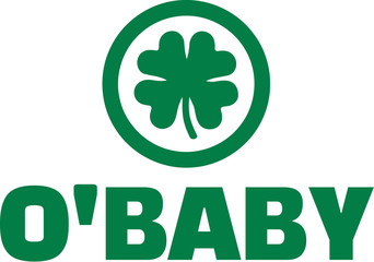 Irish design - O'Baby with four-leaf shamrock - obrazy, fototapety, plakaty