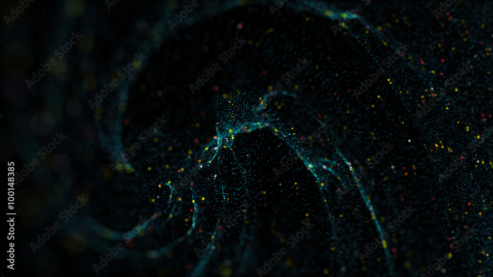 Poster abstract bright particle background with depth of field