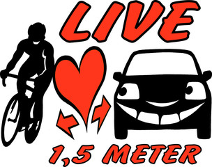 Vector Cartoon illustration of an biker and a car to be aware and considerate in the traffic