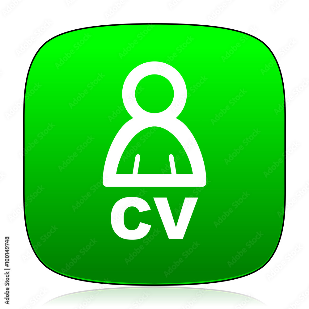 Poster cv green icon for web and mobile app