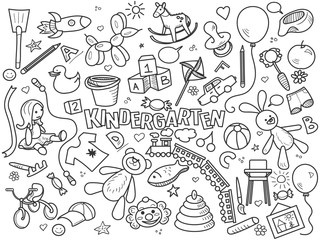 Kindergarten colorless set vector 