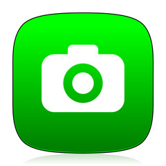 photo camera green icon for web and mobile app