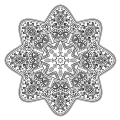 Vector henna tatoo mandala. Mehndi style.
