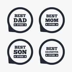 Obraz premium Best mom and dad, son, daughter icons.