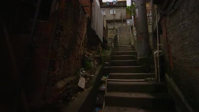 Rio de Janiero, Favela -  Steadycam shot walking upstairs in Rio, Brazil