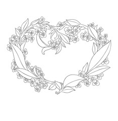 beautiful heart valentine flowers - drawing ink decoration