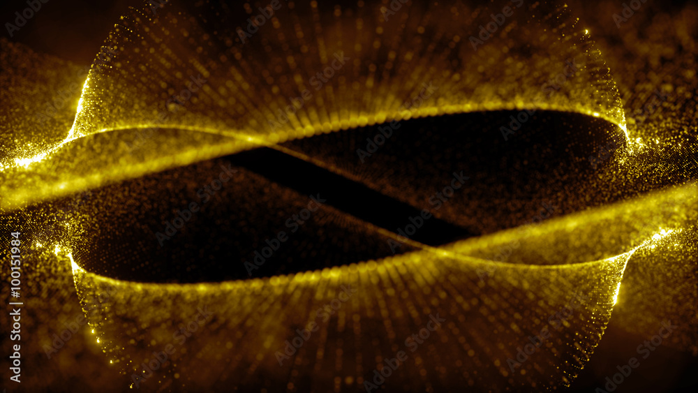 Poster abstract particle background, 3d render with depth of field, glow and randomize elements