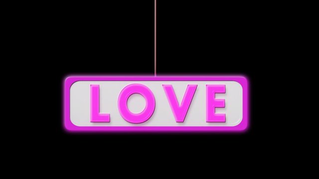 Love sign neon flashing animations loopable -1080p. Love sign neon flashing animations - alpha channel - Full HD