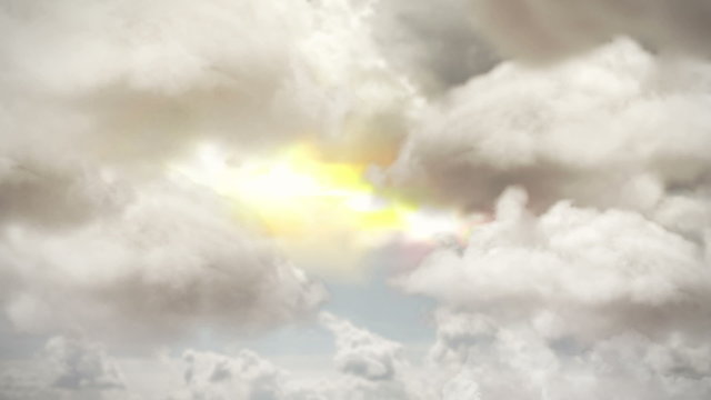 Flying through sunny clouds animation - 1080p. Fly through sunny clouds animation background - Full HD