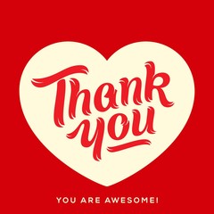 Vector Valentine Heart with Premium Quality Lettering Quote Thank You