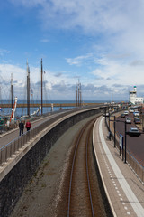 Fototapeta na wymiar Railway-station by harbour in Harlingen, Netherlands