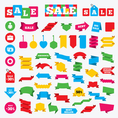 Businessman signs. Human and cash money icons.