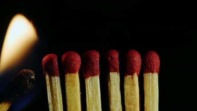 A number of matches ignited from one another
