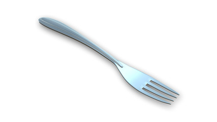 Kitchen fork isolated on white background, close-up view