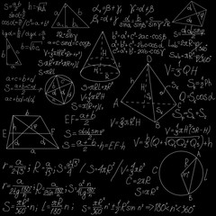 mathematical formulas on a blackboard