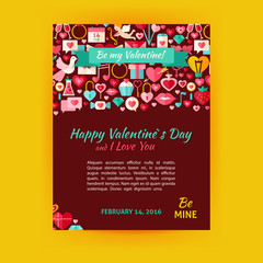 Happy Valentine Day Holiday Vector Template Banner Flyer Modern