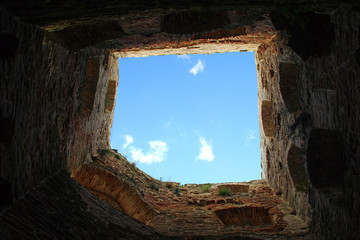 Walls and windows of the ancient tower