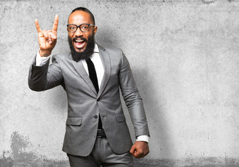 business black man rock gesture