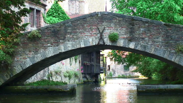 Bridge over a canal in Brugge, Belgium.