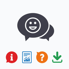 Chat Smile icon. Happy face symbol.