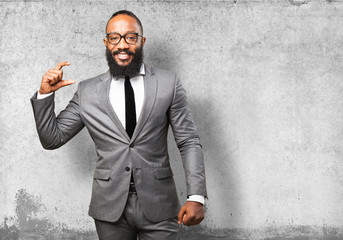 business black man showing sizes
