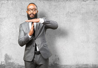 business black man break time gesture