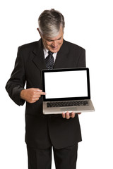 Portrait of a businessman with a tablet computer.