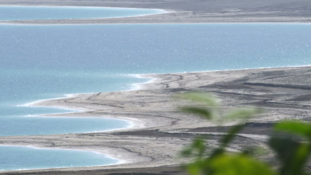 Royalty Free Stock Video Footage of the Dead Sea coastline shot in Israel at 4k with Red.