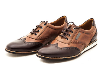 Man's Classic Leather Shoes Isolated on White Background