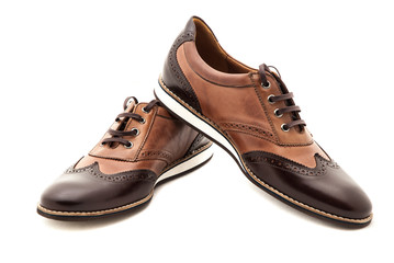 Man's Classic Leather Shoes Isolated on White Background