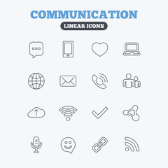 Communication icon. Smartphone, laptop and chat.