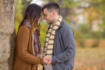 Happy young couple in a park