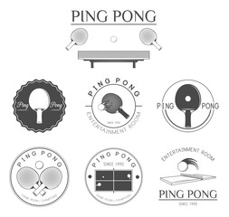 Vector Set: Vintage Ping Pong Champion Labels and Icons