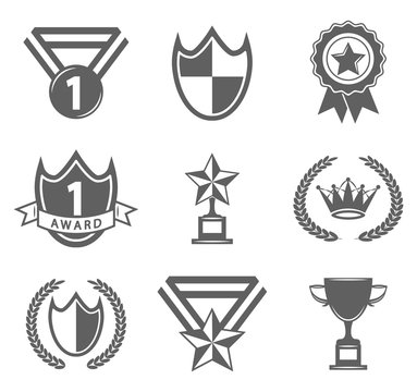 Award Icons and Labels Set. Vector Illustration