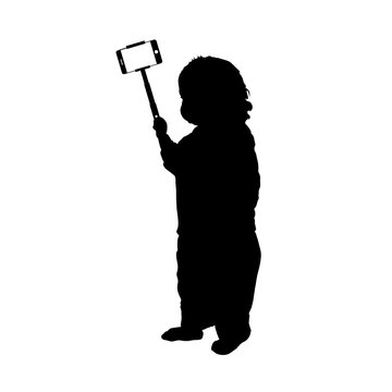  child holding selfie vector silhouette