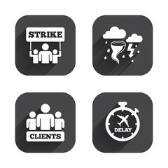 Strike icon. Storm weather and group of people.
