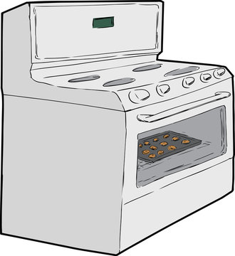 white oven baking cookies clip art preview