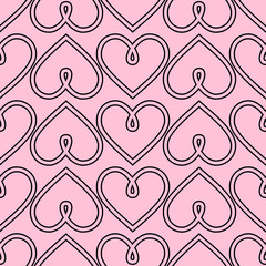 Obraz na płótnie Canvas Abstract loop heart background. Happy Valentine's Day background. Pink seamless vector heart pattern.