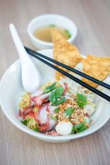 Egg noodle with bbq pork.