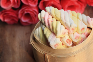 sweet marshmallow with rose