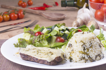 Steak with cheese